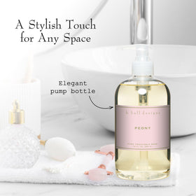 K. Hall Designs Peony Liquid Hand Soap packaging details