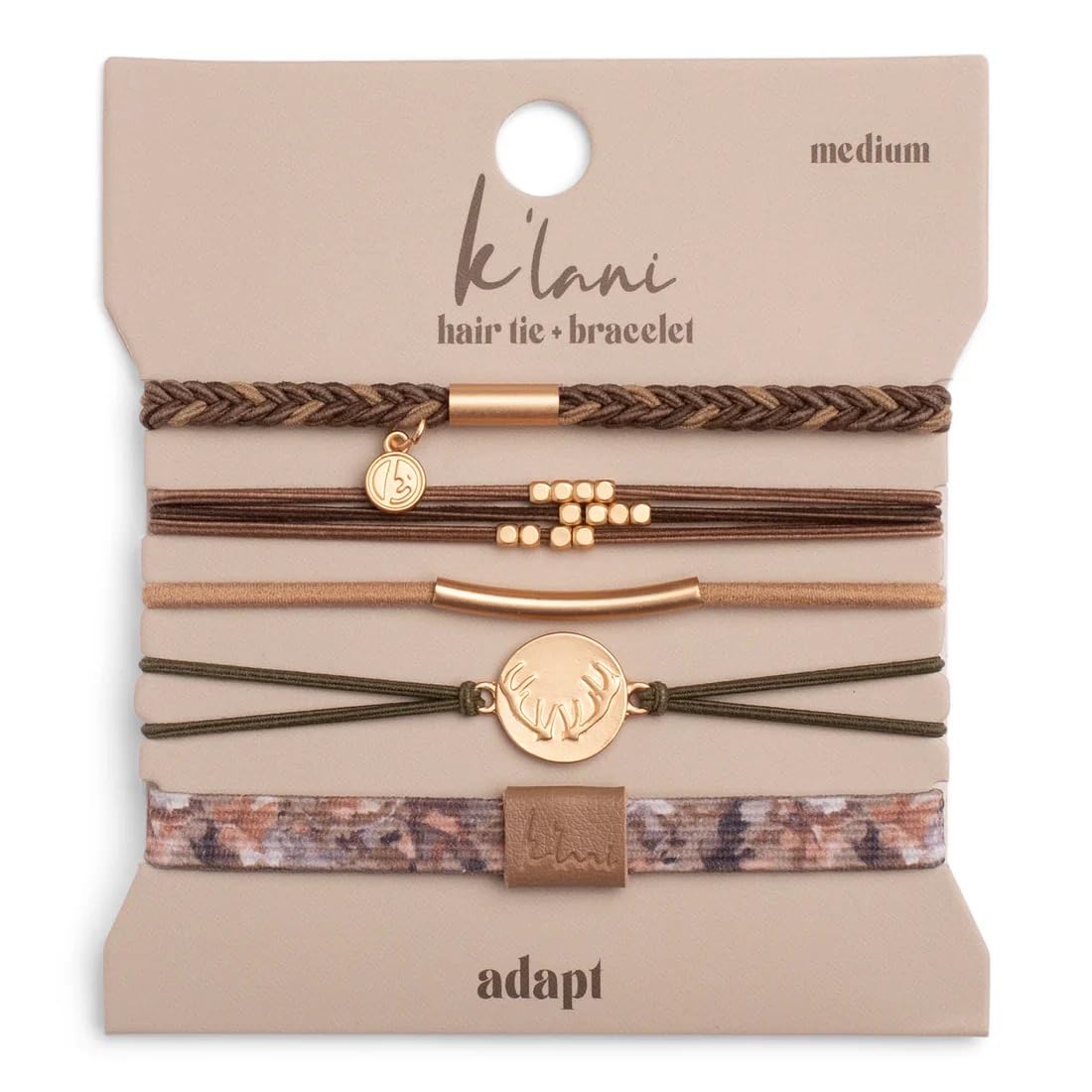 K'lani Adapt Hair Tie Bracelets in various colours stacked together