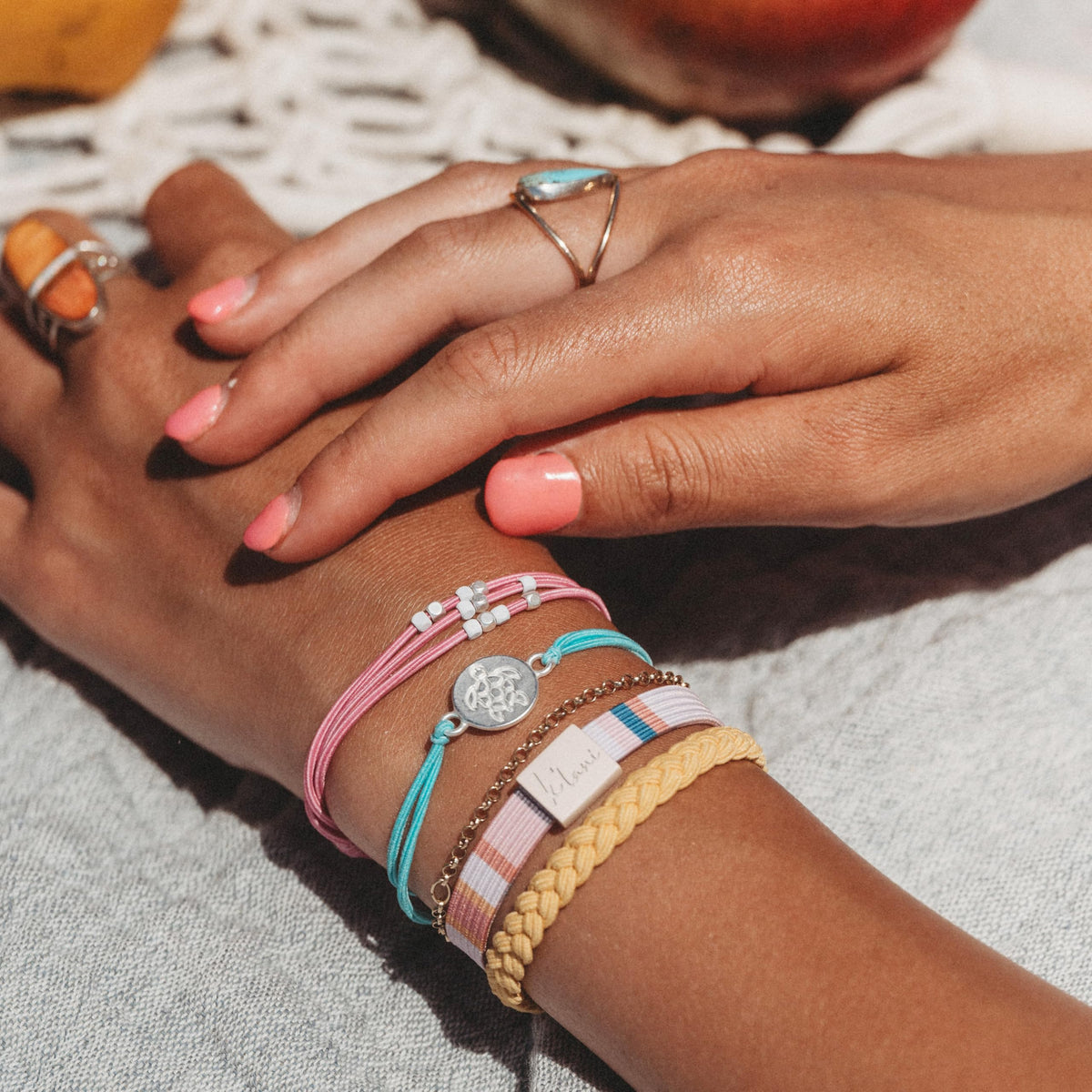 K'lani Embrace Hair Tie Bracelets stacked together