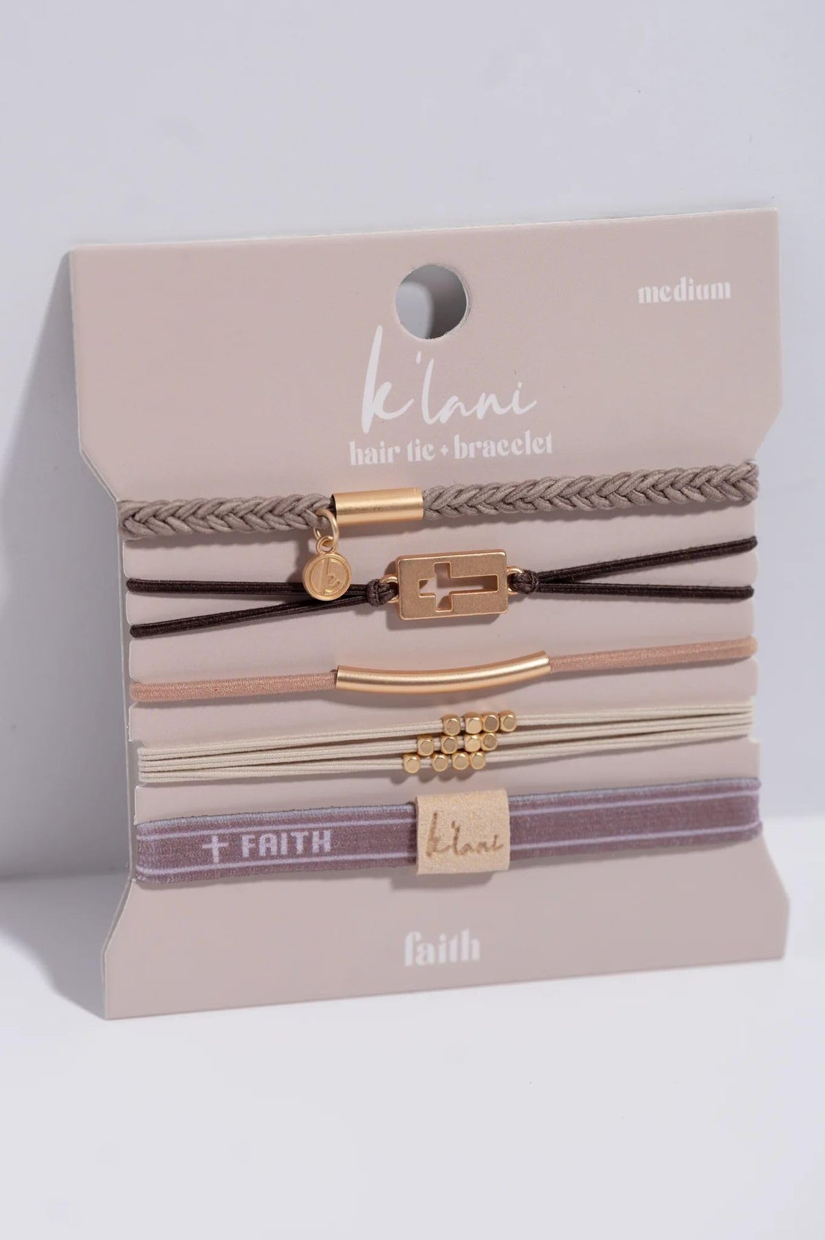 K'lani Faith Hair Tie Bracelet styled in a ponytail