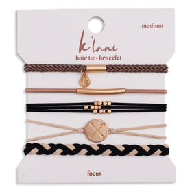 K'lani Focus Hair Tie Bracelets in assorted colours front view