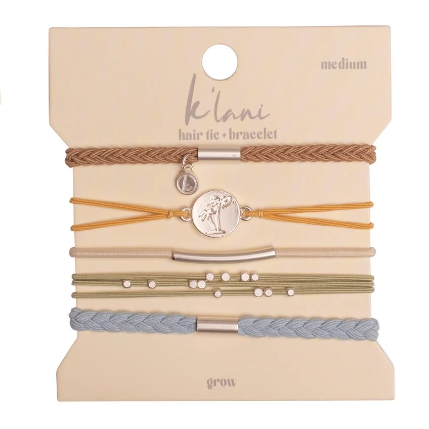 K'lani Grow Hair Tie Bracelets set in five colour-coordinated designs
