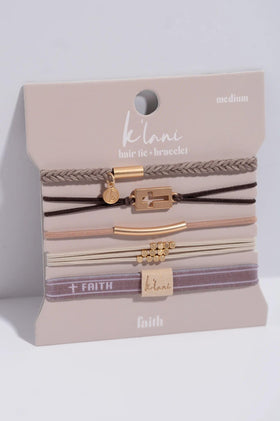 K'lani Hair Tie Bracelet worn on wrist with casual outfit