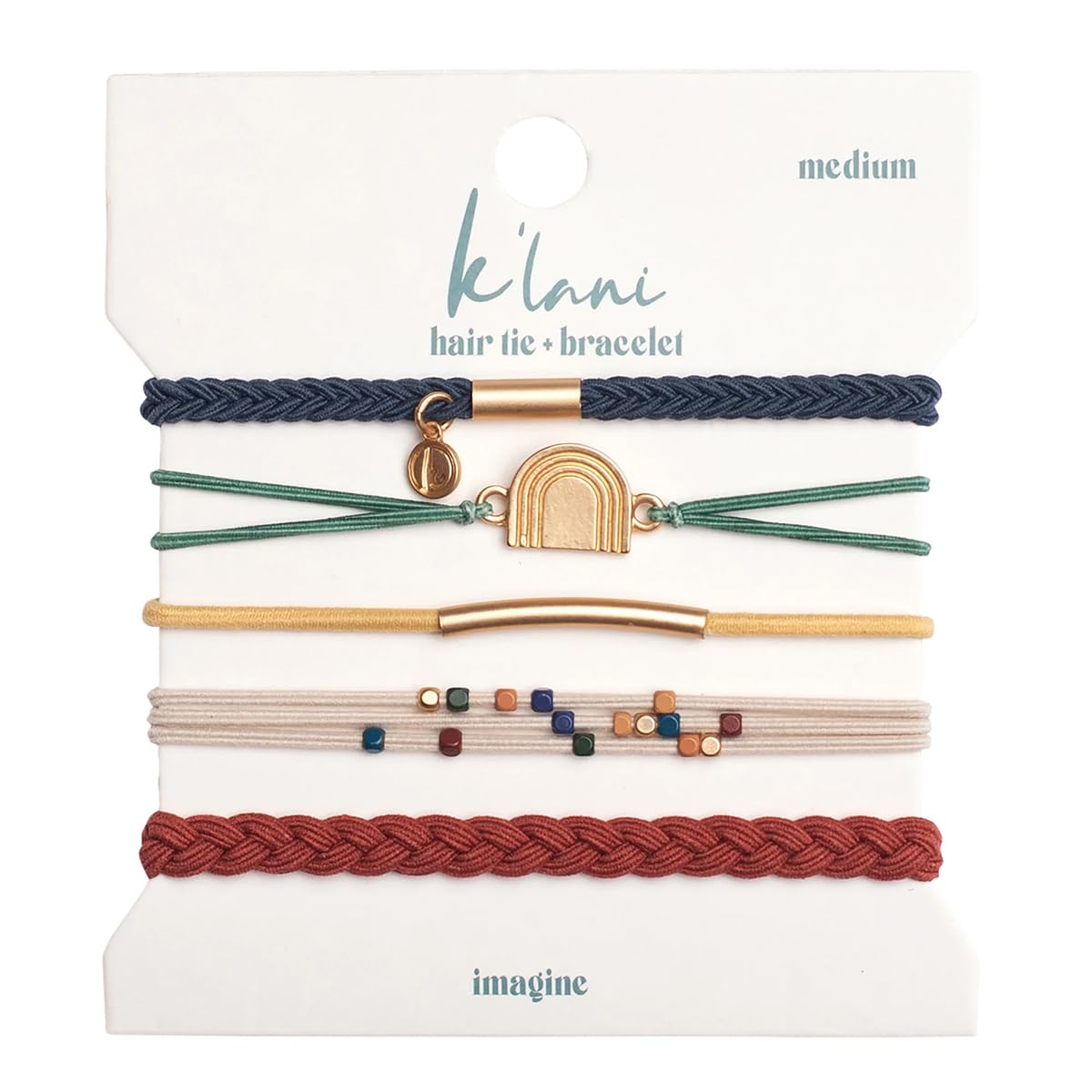 K'lani Imagine Hair Tie Bracelets in assorted colours on a white background