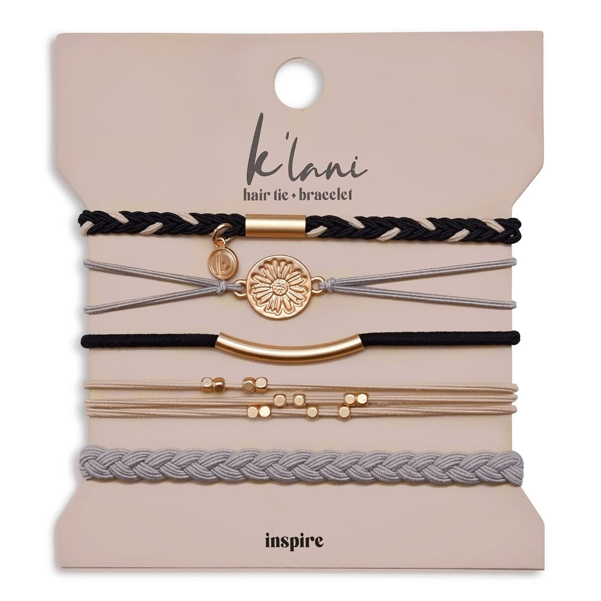 K'lani Inspire Hair Tie Bracelets in assorted colours front view