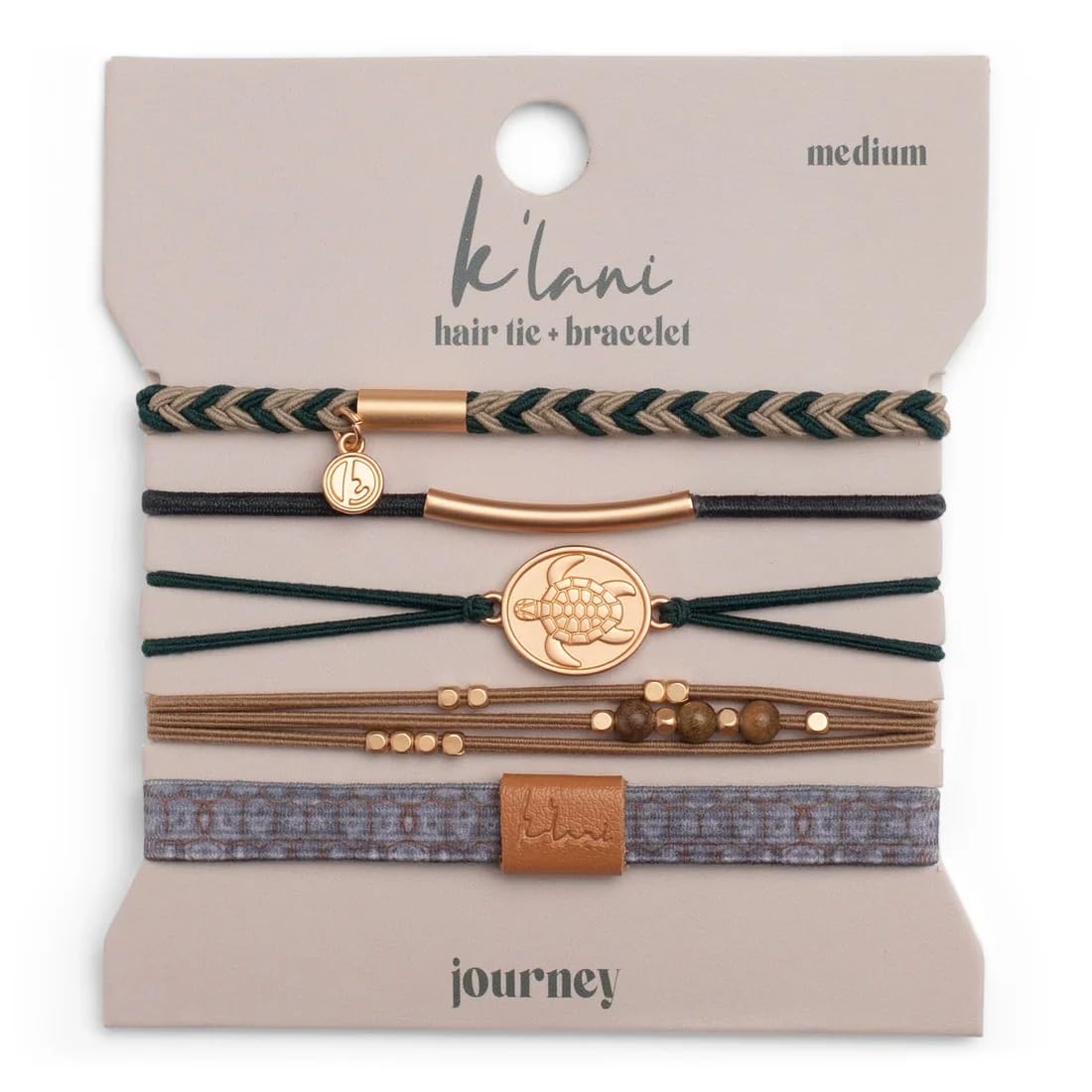 K'lani Journey Hair Tie Bracelets set with five colour-coordinated bands