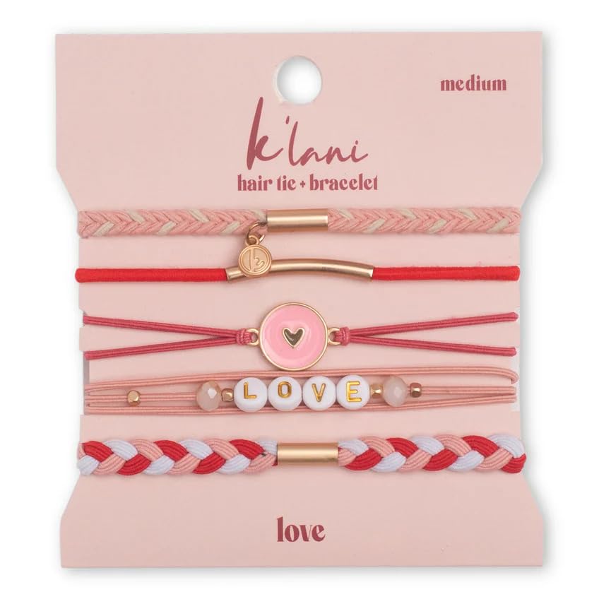 K'lani Love Hair Tie Bracelets in various colours displayed