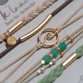 K'lani Reflect Hair Tie Bracelet worn on wrist showcasing boho style