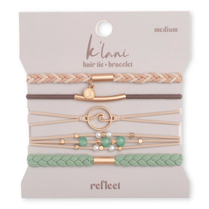 K'lani Reflect Hair Tie Bracelets in assorted colours on a white background