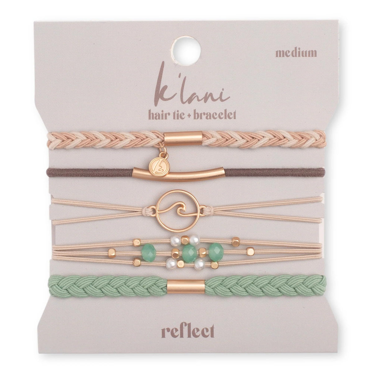 K'lani Reflect Hair Tie Bracelets set with five colour-coordinated designs