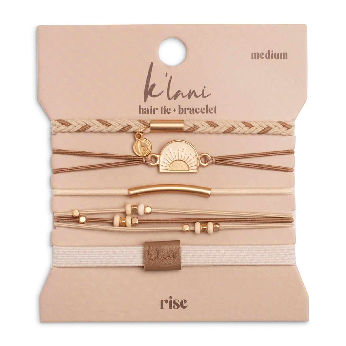 K'lani Rise Hair Tie Bracelets in assorted colours on a white background