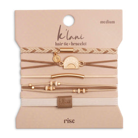K'lani Rise Hair Tie Bracelets in assorted colours on a wrist