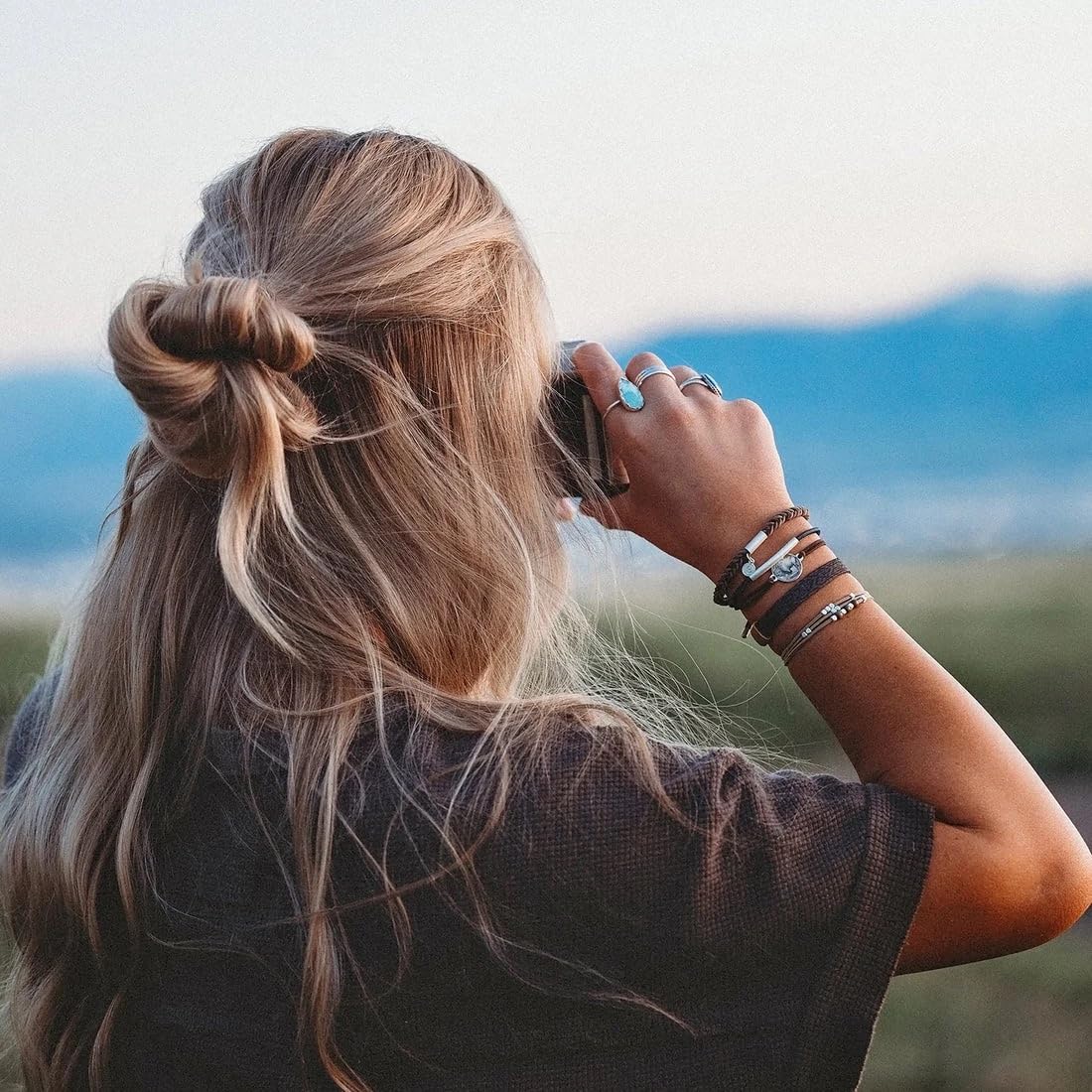 K'lani Roam Hair Tie Bracelets styled with casual outfit