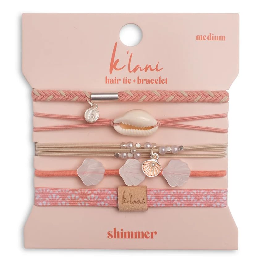 K'lani Shimmer Hair Tie Bracelets in assorted colours displayed on a flat surface