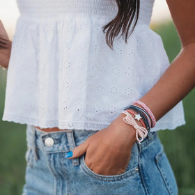 K'lani Wish Hair Tie Bracelet set showcasing boho colour tones