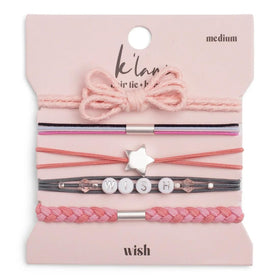 K'lani Wish Hair Tie Bracelets set with five colour-coordinated bands