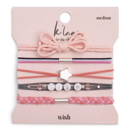 K'lani Wish Hair Tie Bracelets set with five colour-coordinated bands