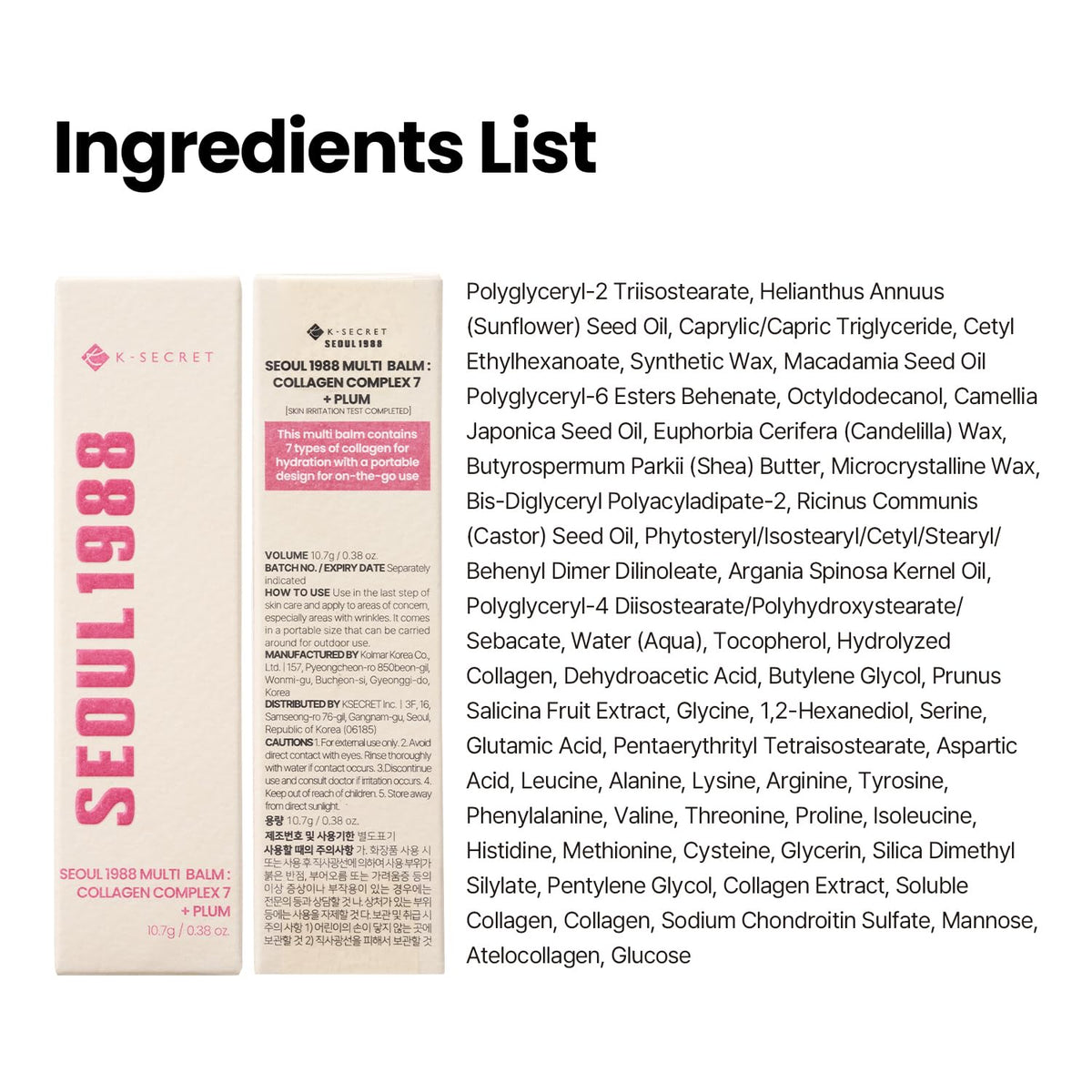 K-SECRET Collagen Multi Balm Stick displayed with other skincare products