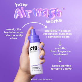 K18 AirWash Dry Shampoo ingredients close-up