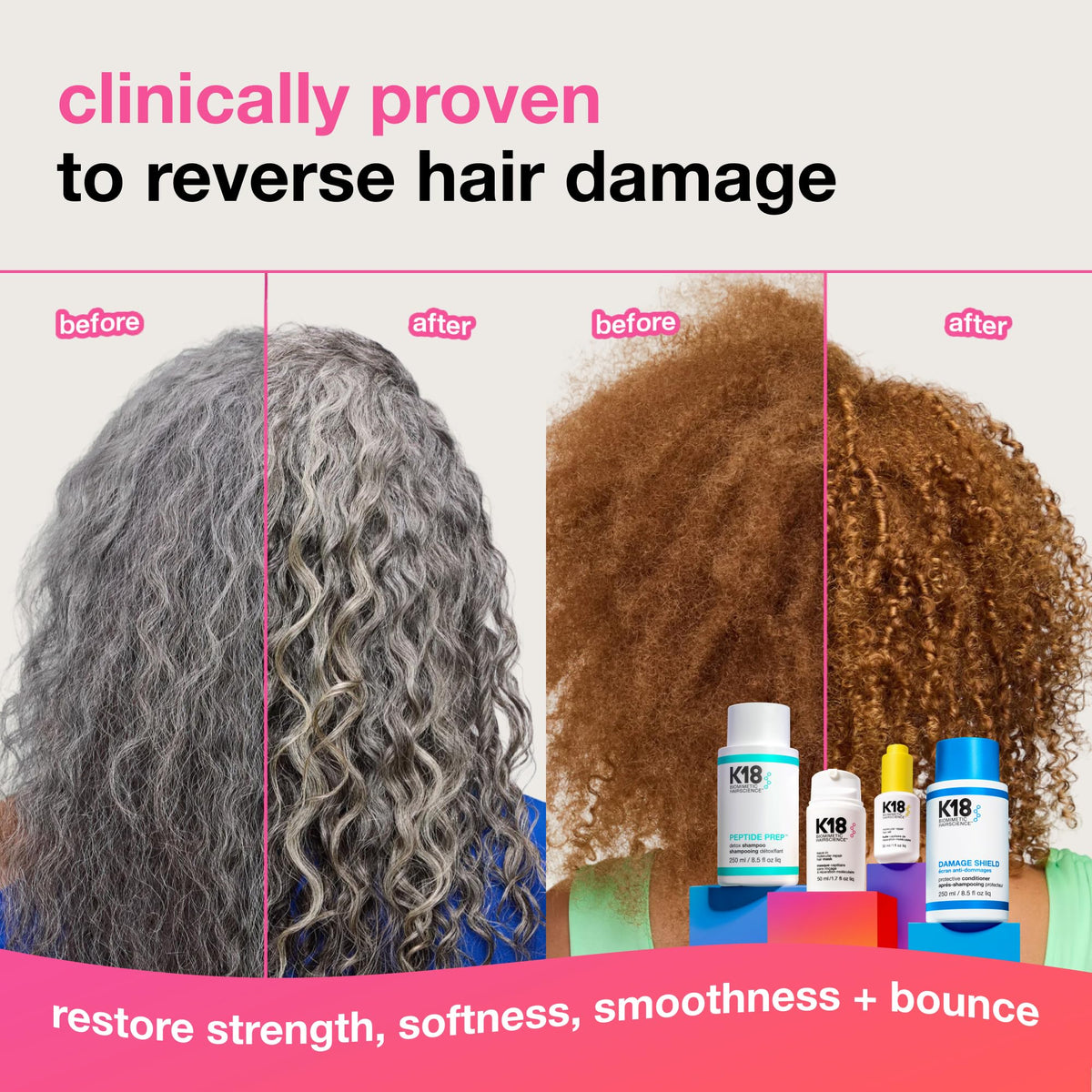 K18 Leave-In Molecular Repair Hair Mask application on towel-dried hair