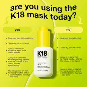 K18 Molecular Repair Hair Oil usage instructions