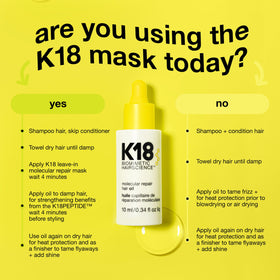 K18 Molecular Repair Hair Oil with ingredients displayed