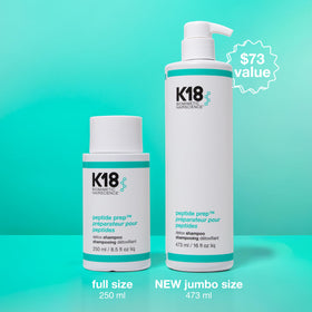 K18 Peptide Prep Detox Shampoo back view with ingredient details