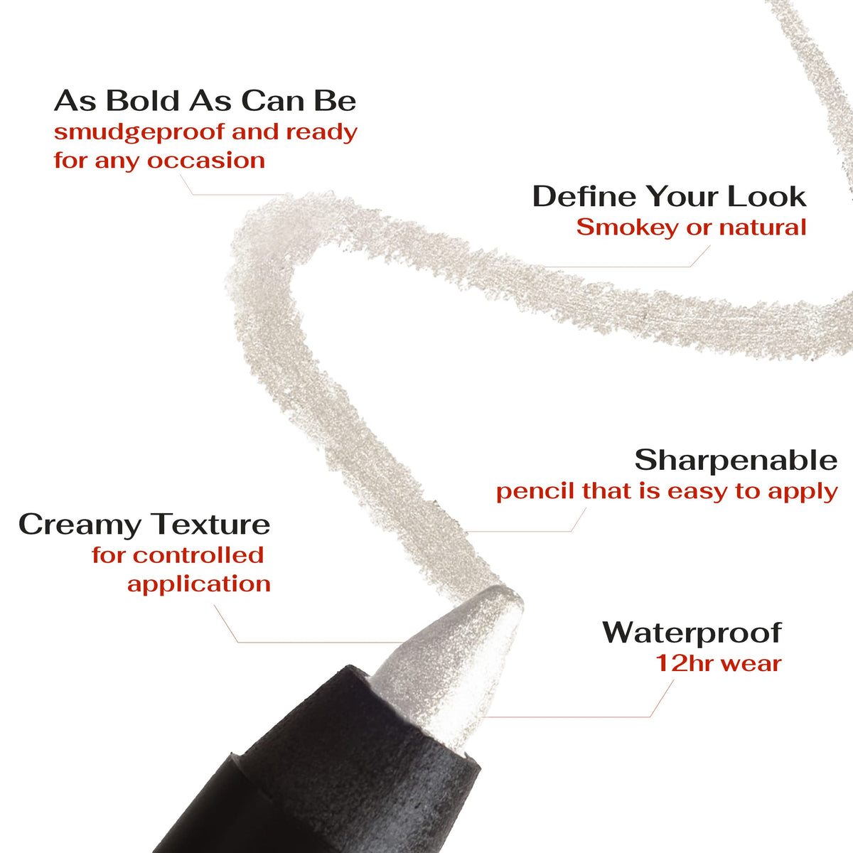 K7L Silver Shimmer Eyeliner Pencil swatch on skin
