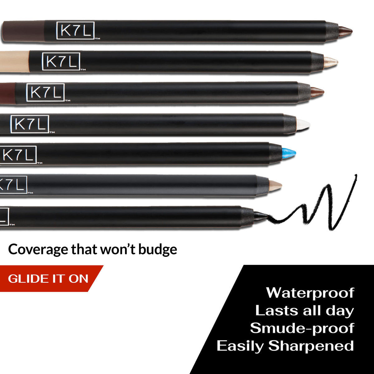K7L Silver Shimmer Eyeliner Pencil with other makeup products