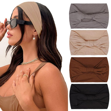 Kachanaa 4 pcs wide headbands for women with unique prints