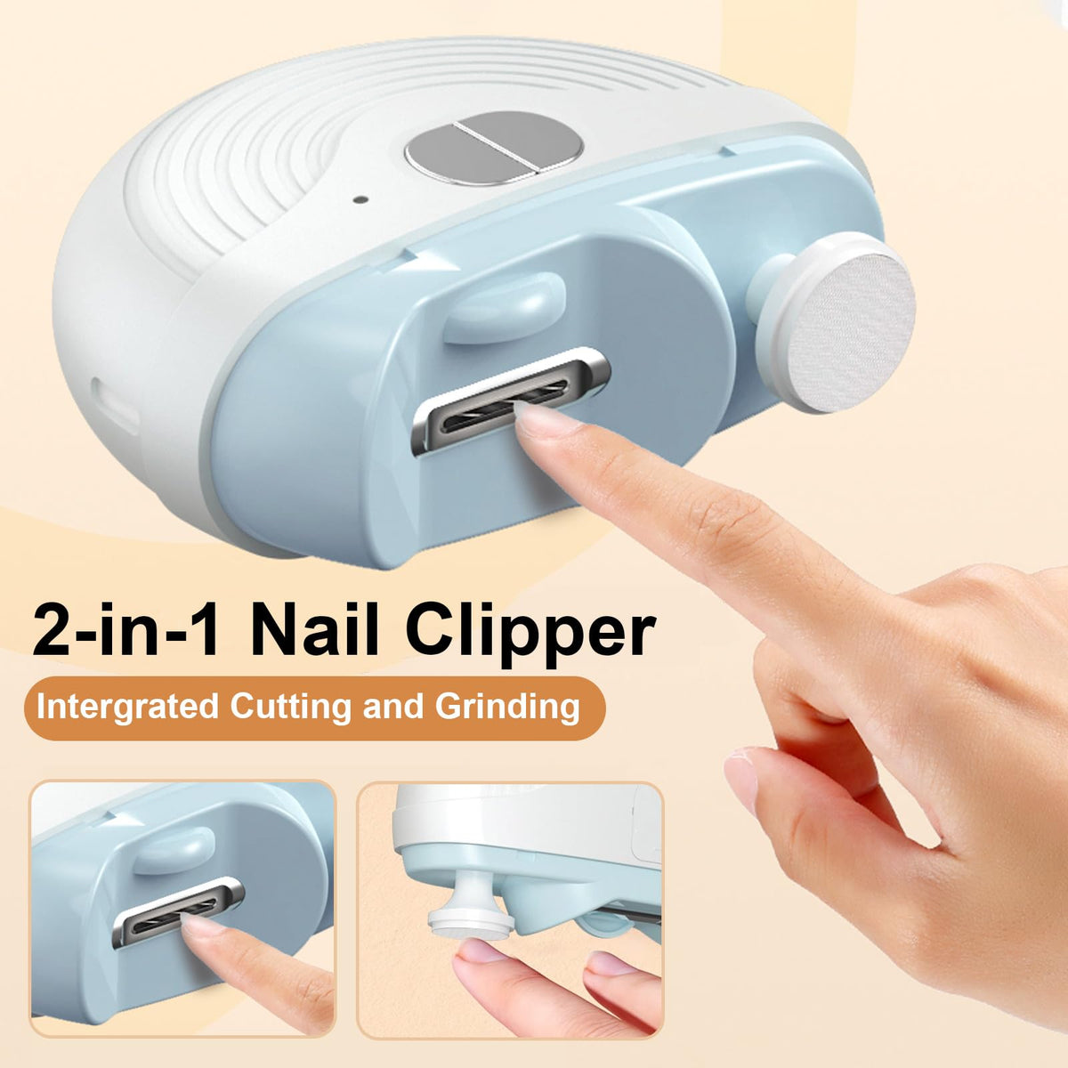 Kacitalone Electric Nail Clippers side view showing rotating head