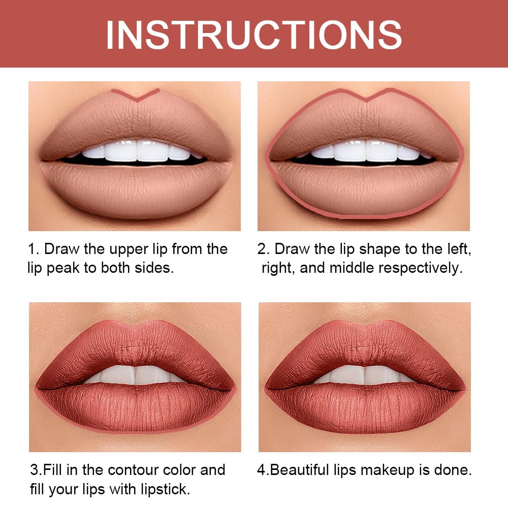 Kaely 2-in-1 Lip Liner & Lipstick Set in use on model