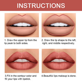 Kaely 2-in-1 Lip Liner & Lipstick Set in use on model