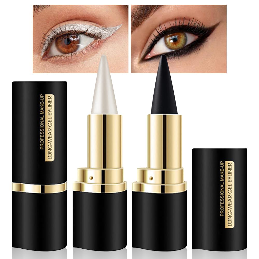 Kaely 2Pcs Black Silver Gel Eyeliner Pencil front view