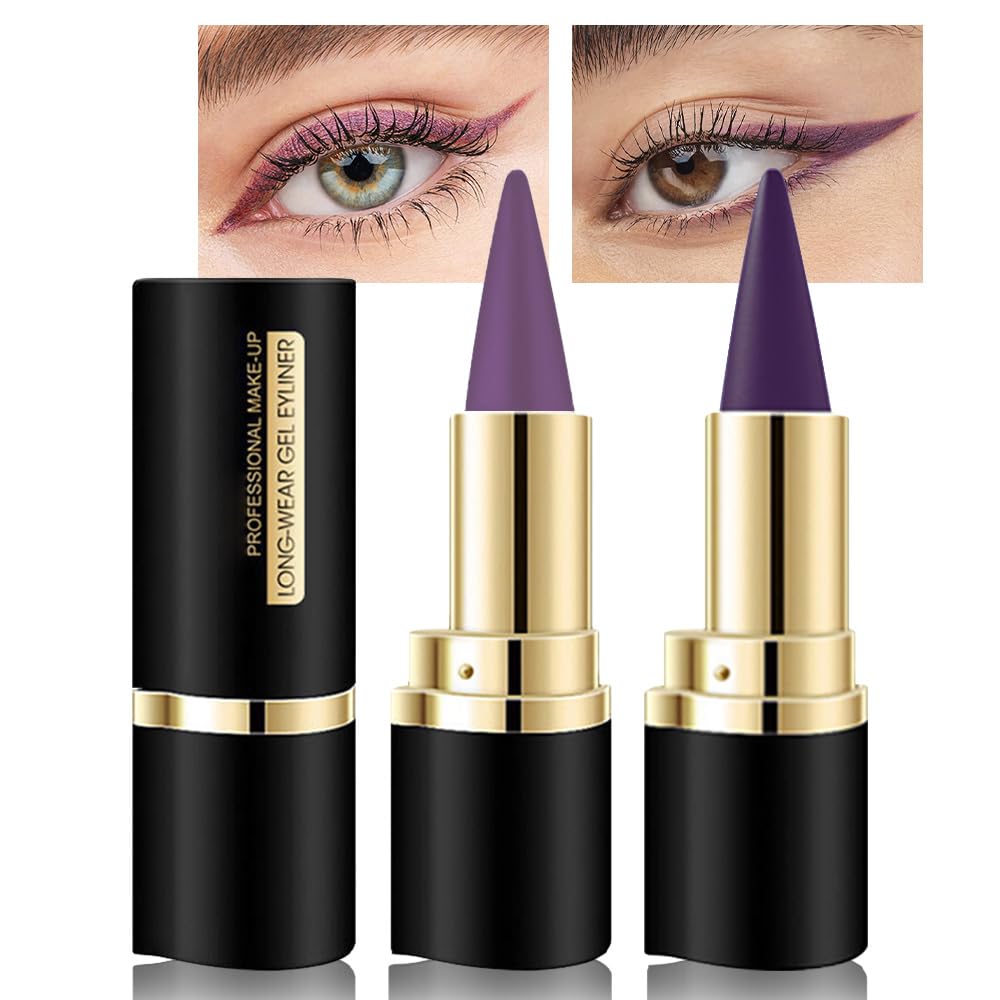 Kaely Angled Gel Eyeliner Pencil Set in violet lavender plum