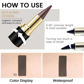 Kaely Brown Gel Eyeliner Pencil with various makeup items