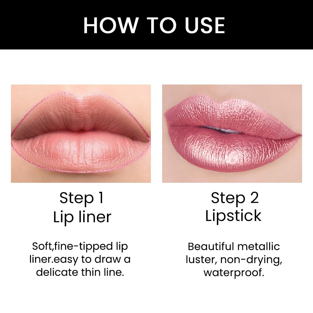 Kaely lip liner and lipstick set displayed on a vanity