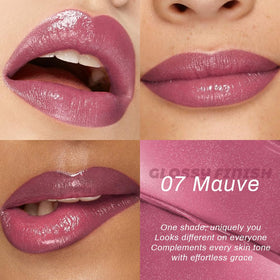 Kaely Mauve Honey Lipstick in hand with natural light
