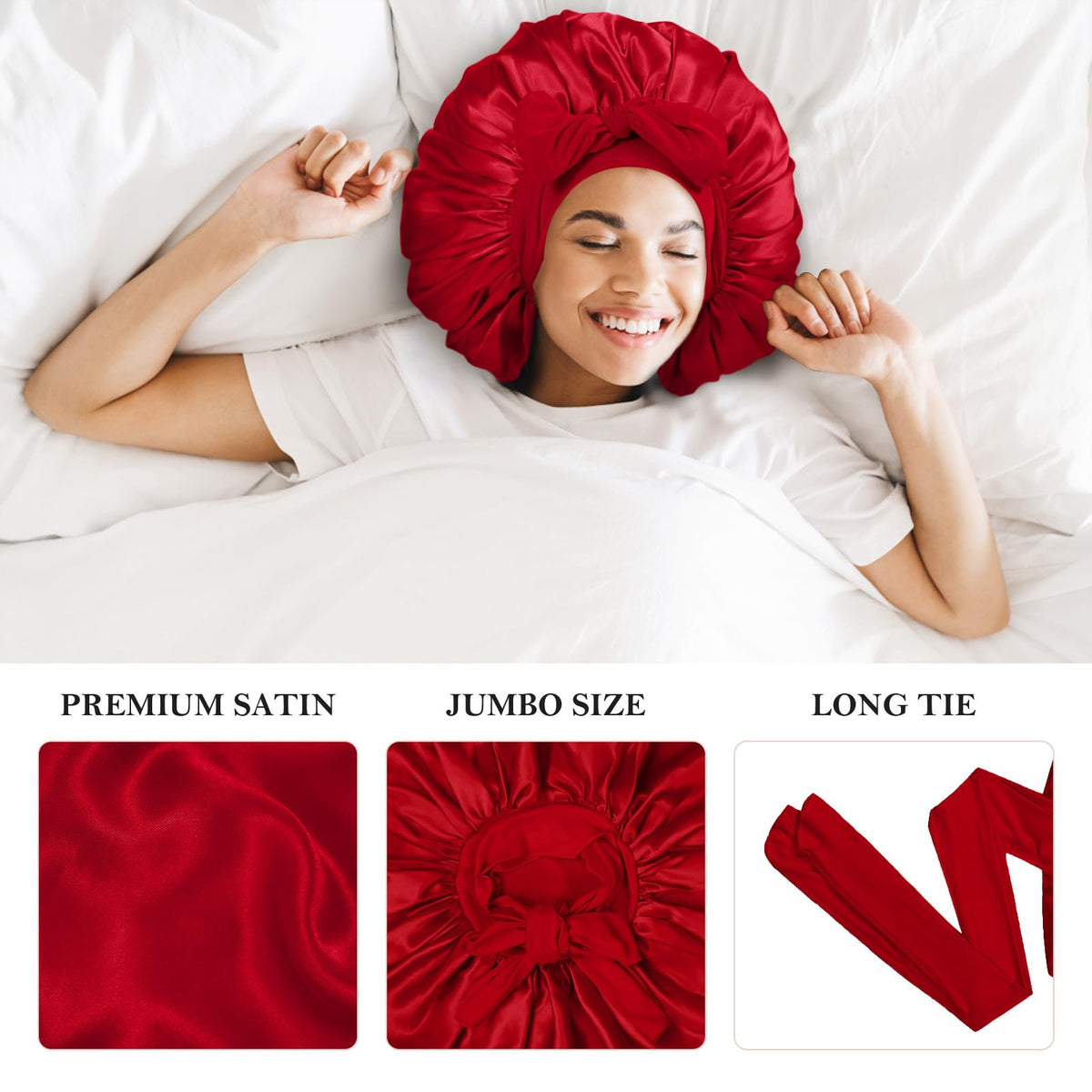Kafteri extra large satin bonnet on a mannequin