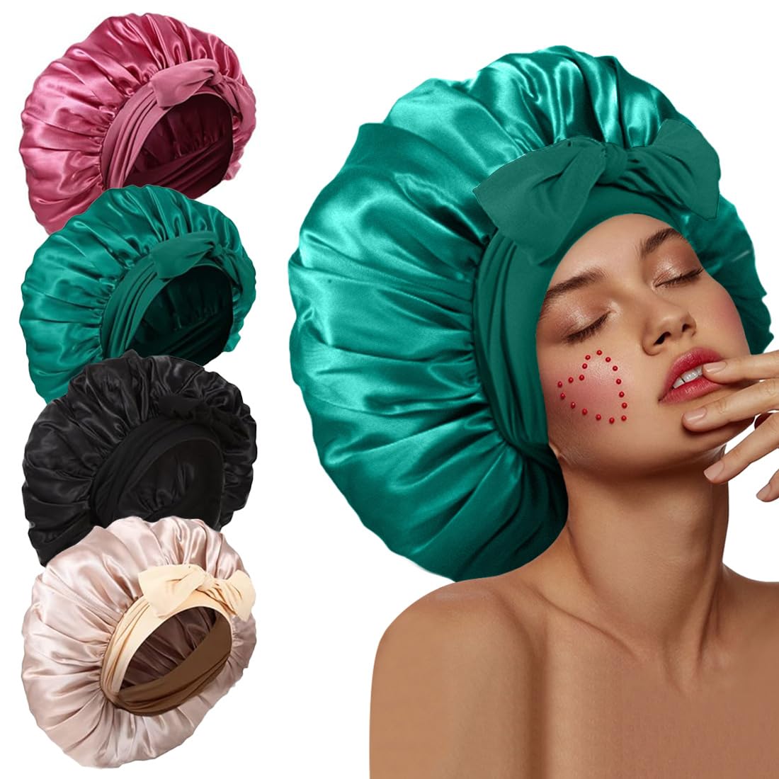 Kafteri Silk Bonnet for Sleeping front view with tie band