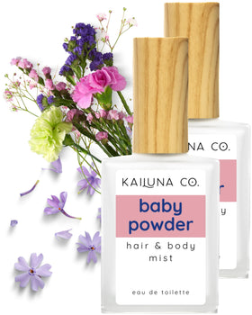 Kailuna Co. Baby Powder Essential Oil Hair & Body Mist twin pack front view