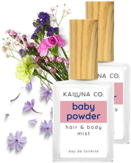 Kailuna Co. Baby Powder Essential Oil Hair & Body Mist twin pack front view