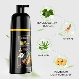 KAISASA Black Hair Dye Shampoo 3 in 1 lathering on hair