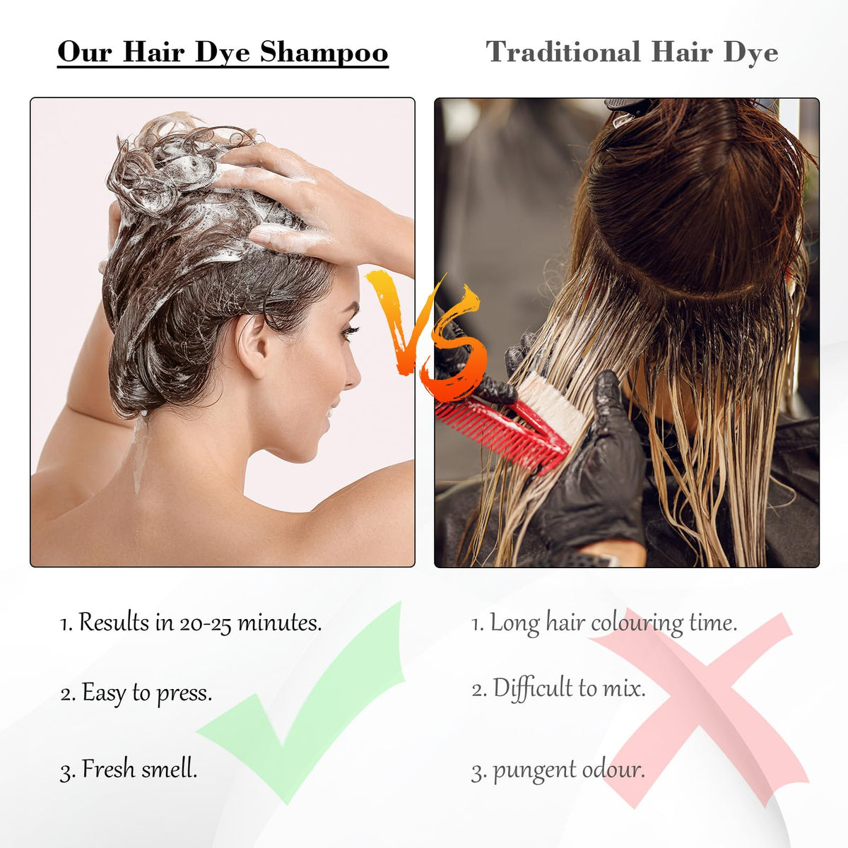 KAISASA Black Hair Dye Shampoo 3-in-1 packaging details