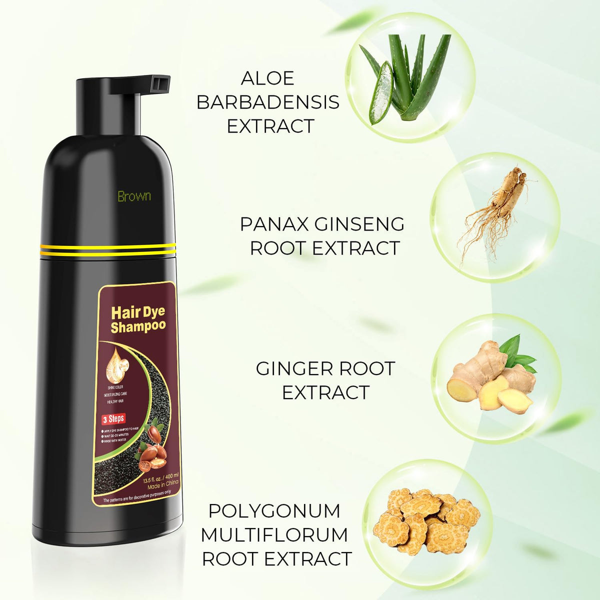 KAISASA Brown Hair Dye Shampoo 3 in 1 ingredients list