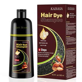 KAISASA Dark Brown Hair Dye Shampoo front view with packaging