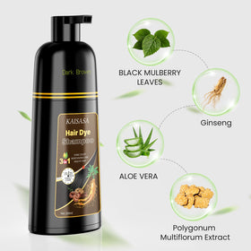 KAISASA Dark Brown Hair Dye Shampoo lathering on hair