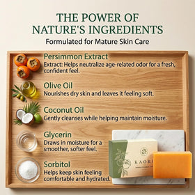 Kalani Glow Persimmon Soap Bar on a soap dish