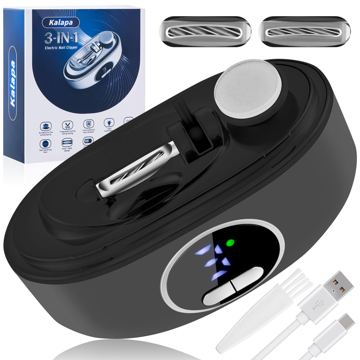 Kalapa Electric Nail Clipper front view with LED light