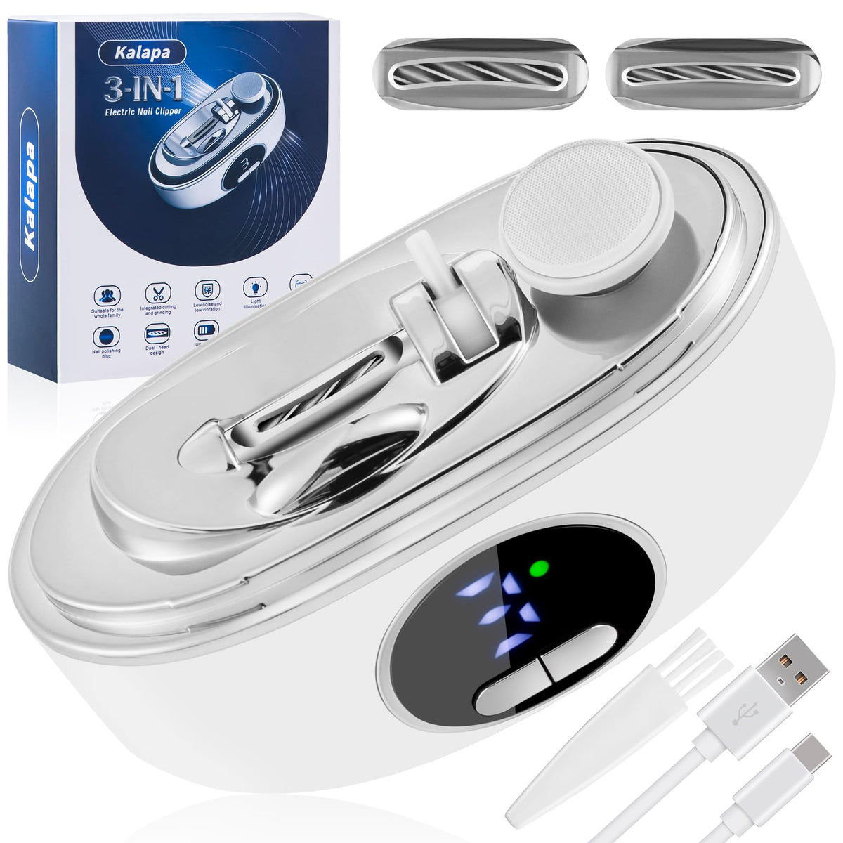 Kalapa Electric Nail Clipper front view with LED light